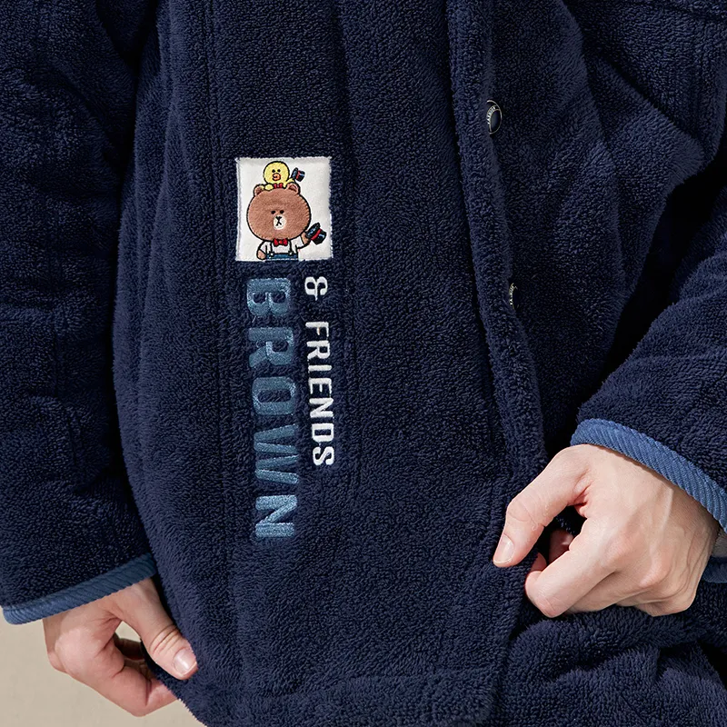 FENTENG x LINE FRIENDS Brown Bear Pajama Set Men's Royal Blue-1