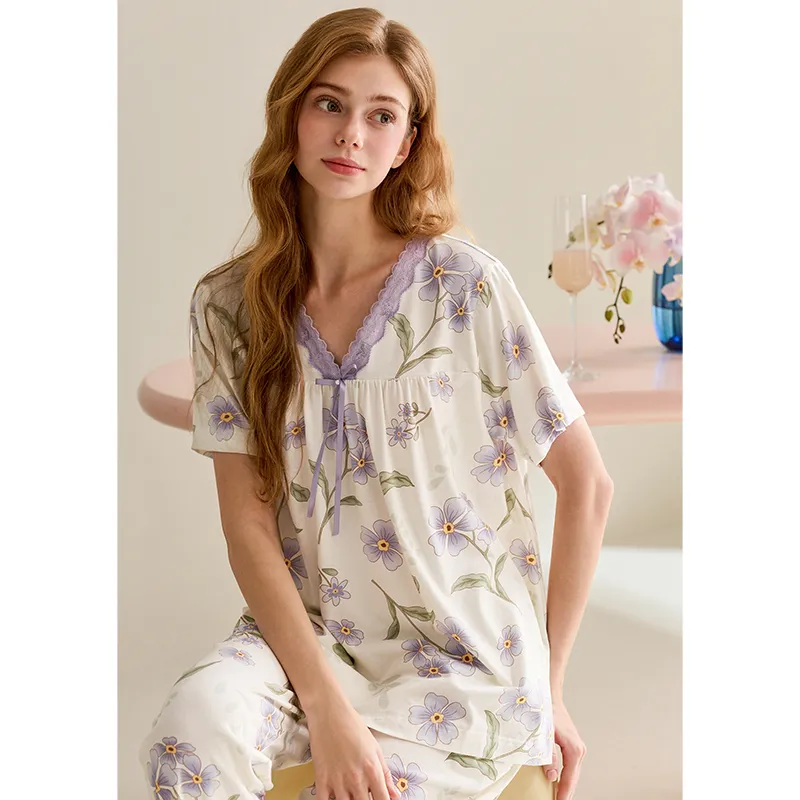 FENTENG Pajama Set Women's Light Purple-1