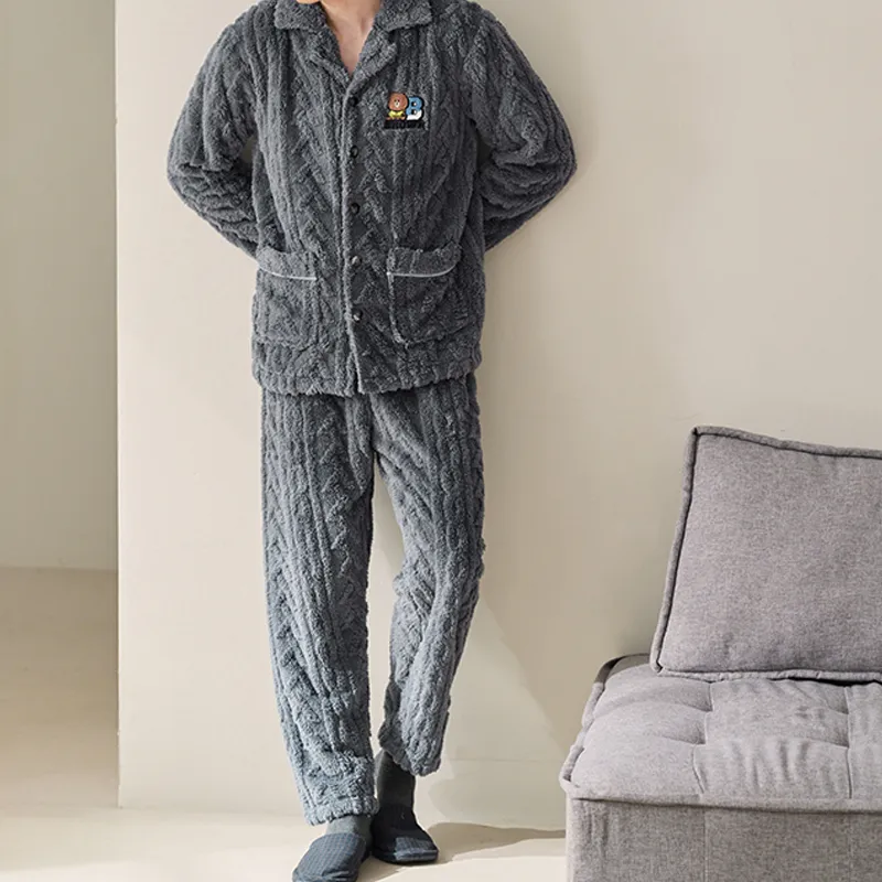 FENTENG x LINE FRIENDS Brown Bear Pajama Set Men's Royal Blue-3