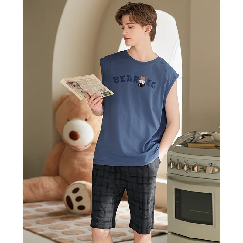 FENTENG Pajama Set Men's Deep Sea Blue-4