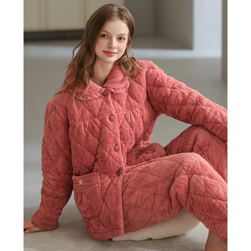 FENTENG Pajama Set Women's Maple Leaf Red-1