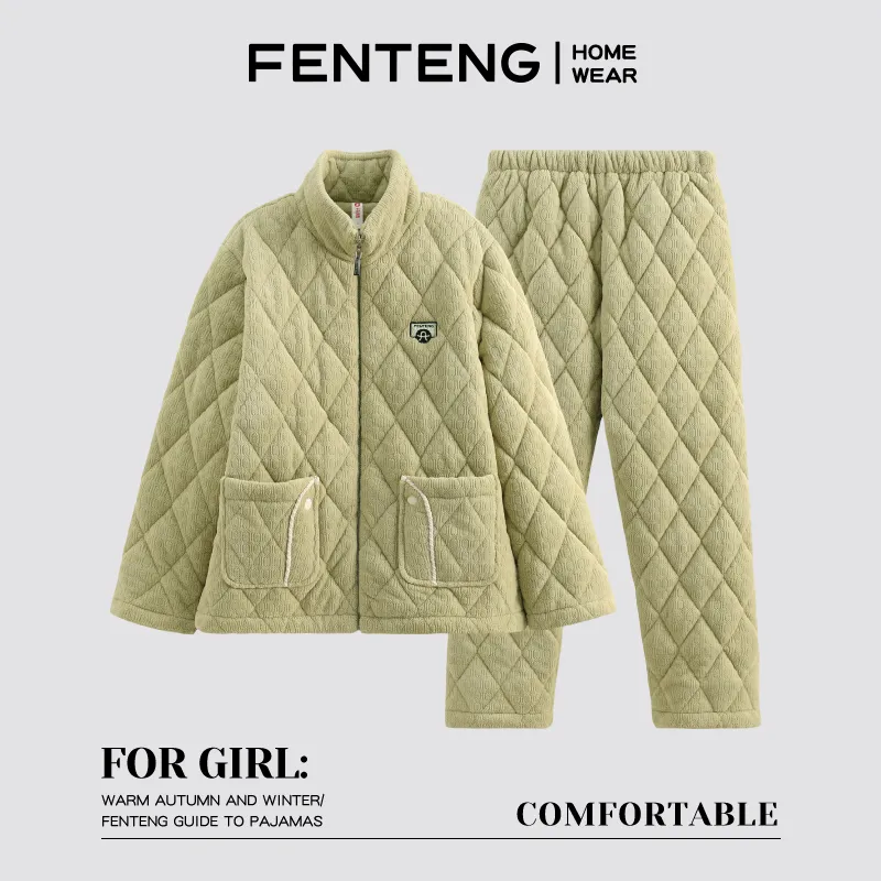 FENTENG Pajama Set Women's Pea Green-1