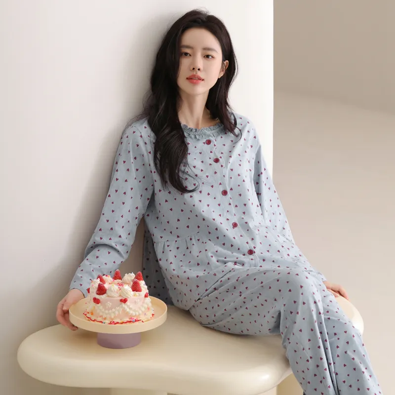 FENTENG Pajama Set Women's Light Aqua Blue-1