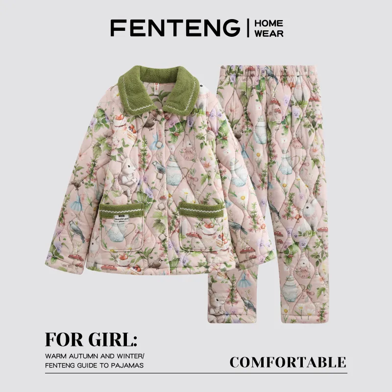 FENTENG Pajama Set Women's Dusty Pink-5