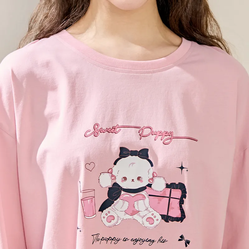 FENTENG Pajama Set Women's Pastel Pink-2