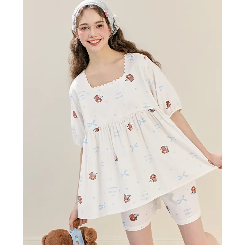 FENTENG x LINE FRIENDS Brown Bear Pajama Set Women's-3