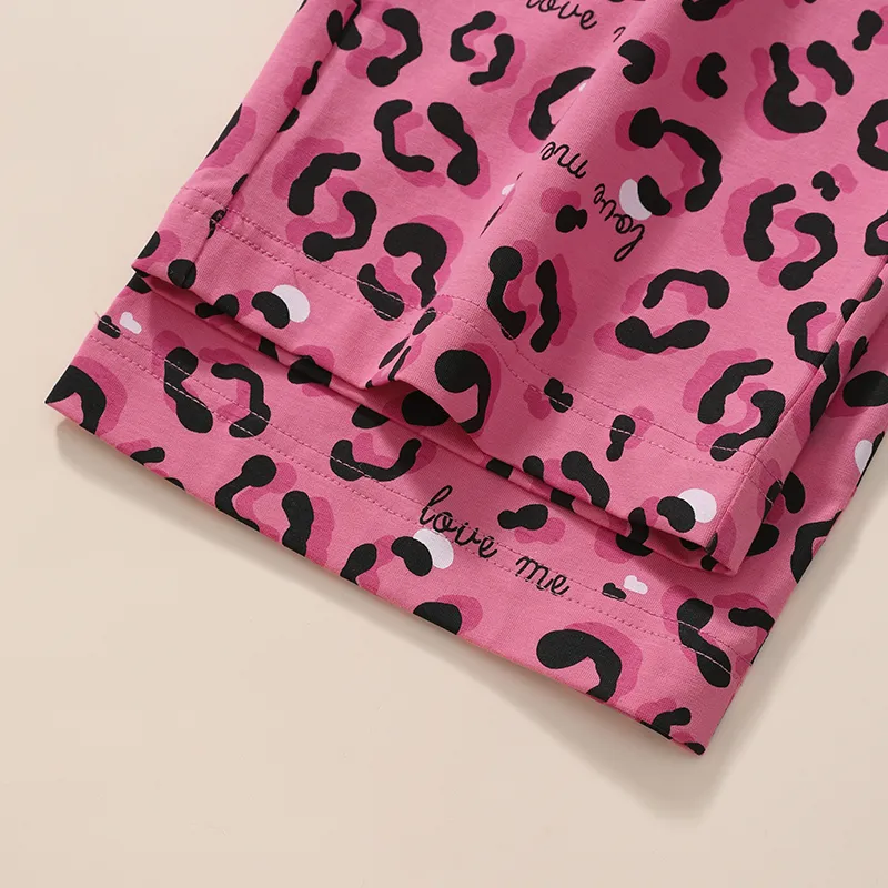 FENTENG Pajama Pants Women's Pink Leopard Print-4