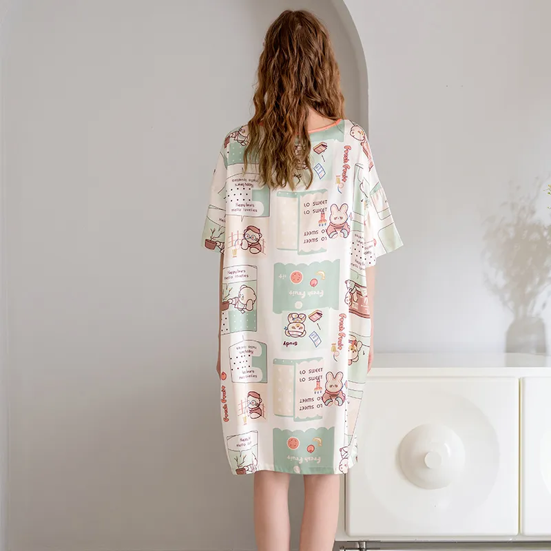 FENTENG Nightgown Women's Elegant White-1