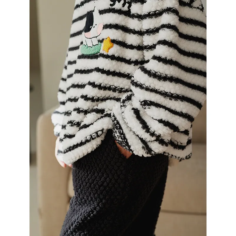 FENTENG x LINE FRIENDS Brown Bear Pajama Set Men's Black White-4