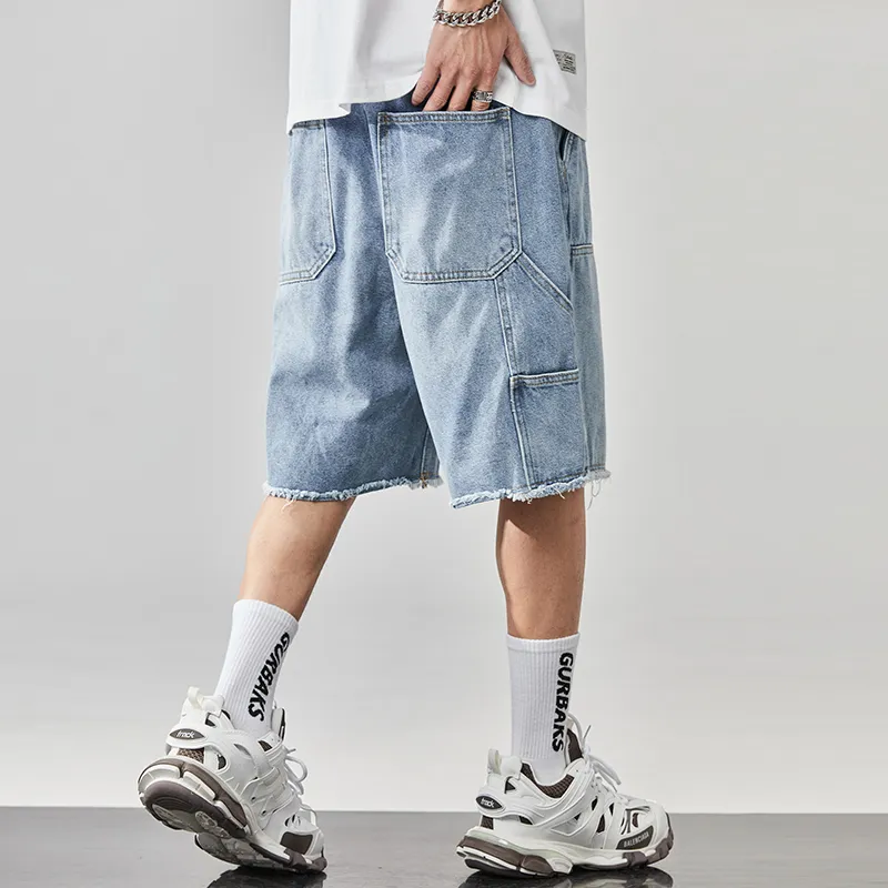 ALL IN Denim Shorts Unisex Blue-2