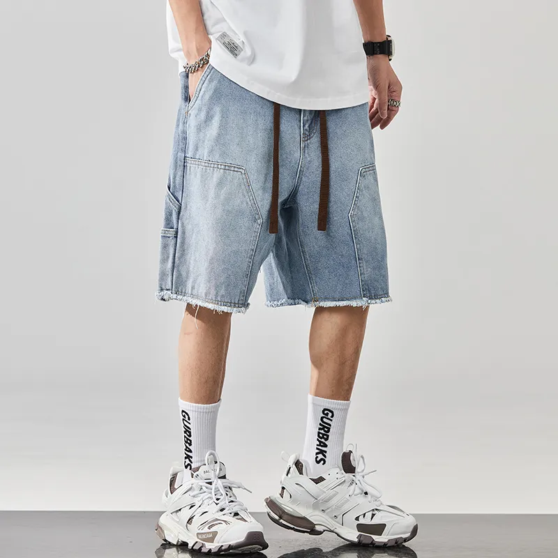 ALL IN Denim Shorts Unisex Blue-4