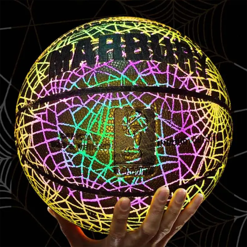 MARBURY Reflective Luminous Series PU Basketball Spider Man Black Size 7 Glow In The Dark Unisex-4