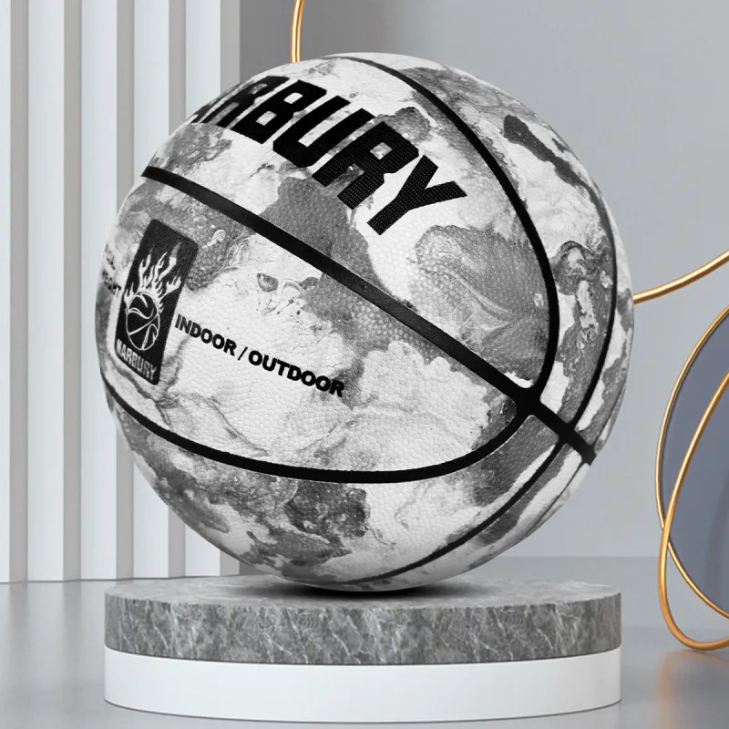 MARBURY Splash Ink Series PU Basketball Gray White Size 7 Training Unisex-5