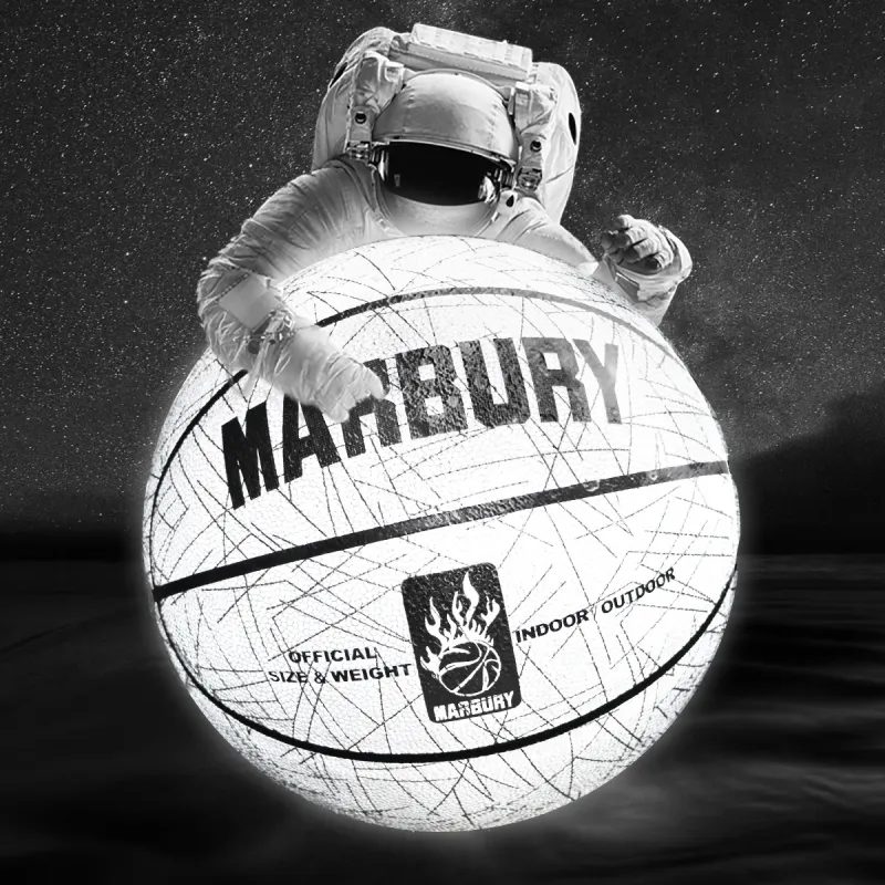 MARBURY PU Basketball Starry White Size 7 Glow in The Dark Reflective Unisex-9
