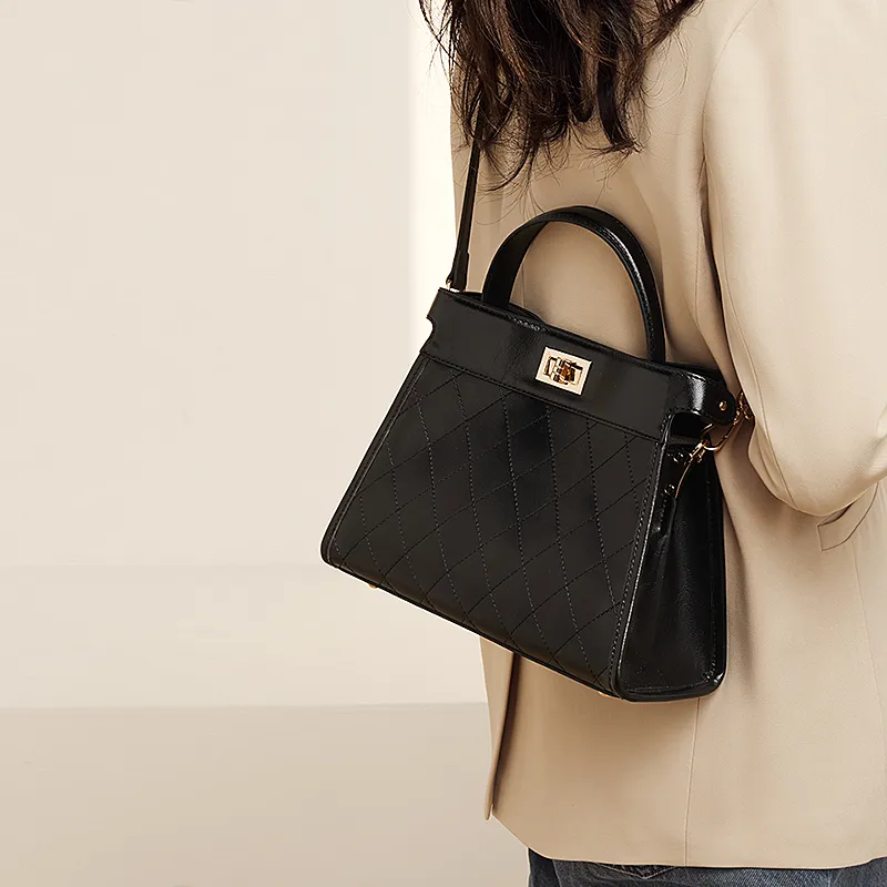 FOXER Cow Leather Commute Shoulder Bag Regular Women's White/Black-5