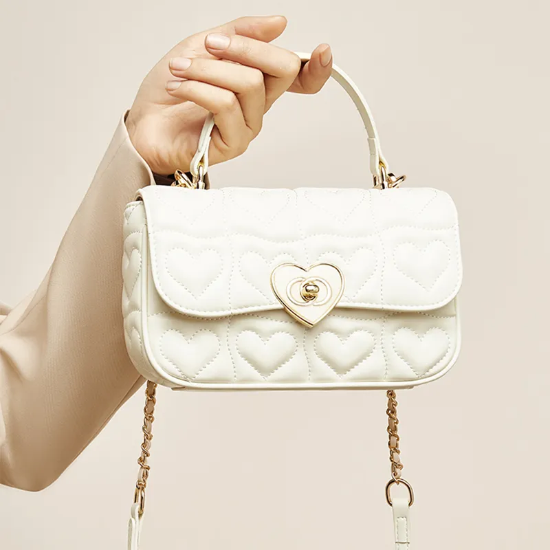 FOXER Synthetic Leather Casual Niche Versatile Design Shoulder Bag, Crossbody Bag, Commuter Bag Women's Black/White-3