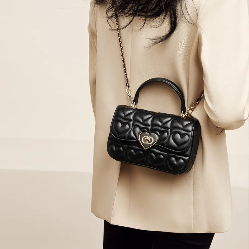 FOXER Synthetic Leather Casual Niche Versatile Design Shoulder Bag, Crossbody Bag, Commuter Bag Women's Black/White-9