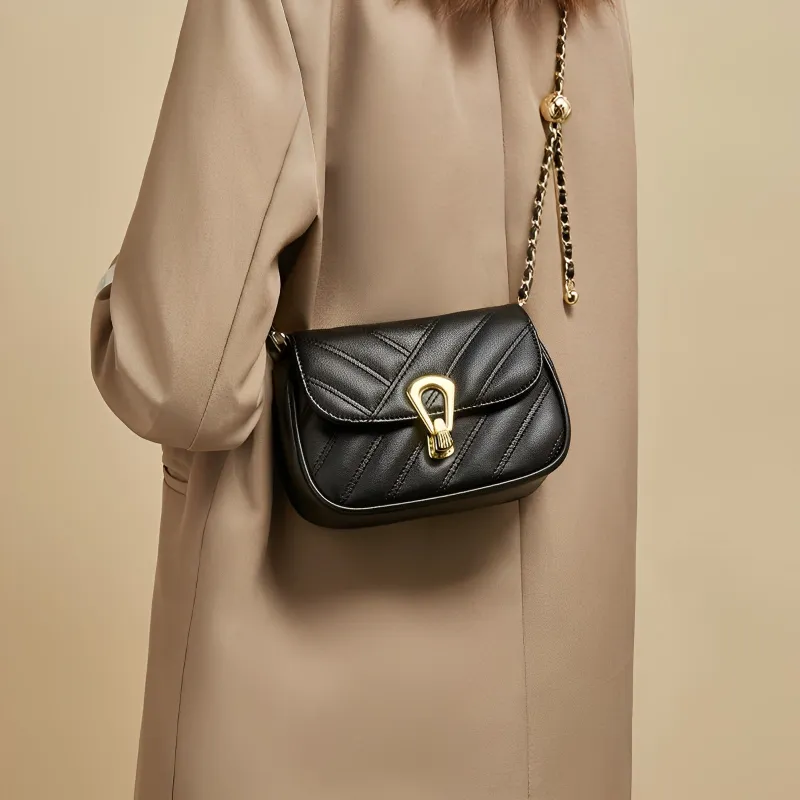 FOXER Synthetic Leather Casual Niche Versatile Design Refined Commute Shoulder Bag Regular Women's Apricot/Black-6