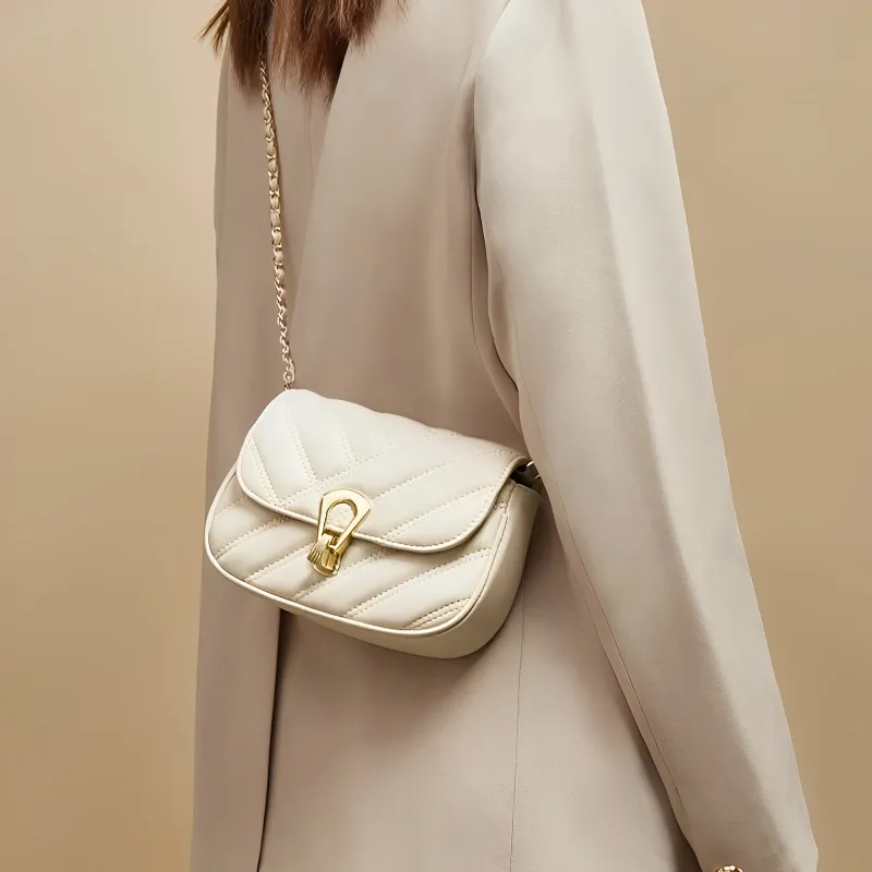 FOXER Synthetic Leather Casual Niche Versatile Design Refined Commute Shoulder Bag Regular Women's Apricot/Black-2