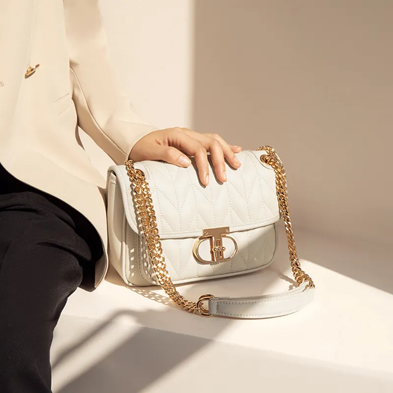 FOXER Cow Leather Casual Niche Versatile Stylish Commute One Shoulder Shoulder Bag Regular Women's White-2