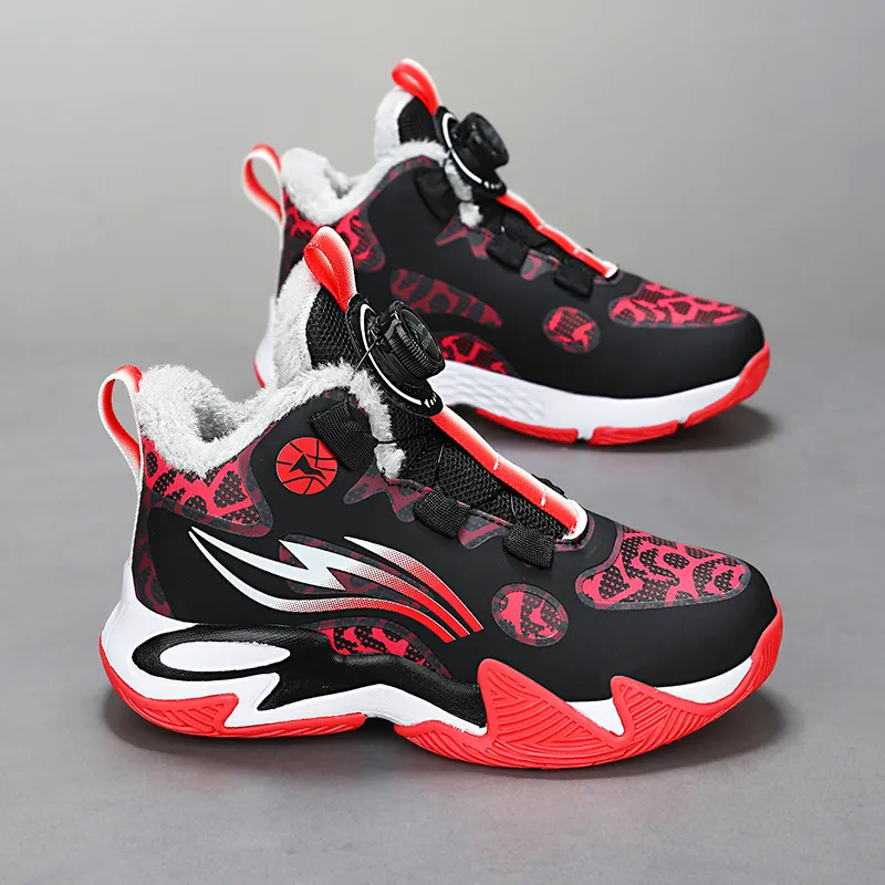 ATONGMU Children's Basketball Shoes Black Red Kids'-5