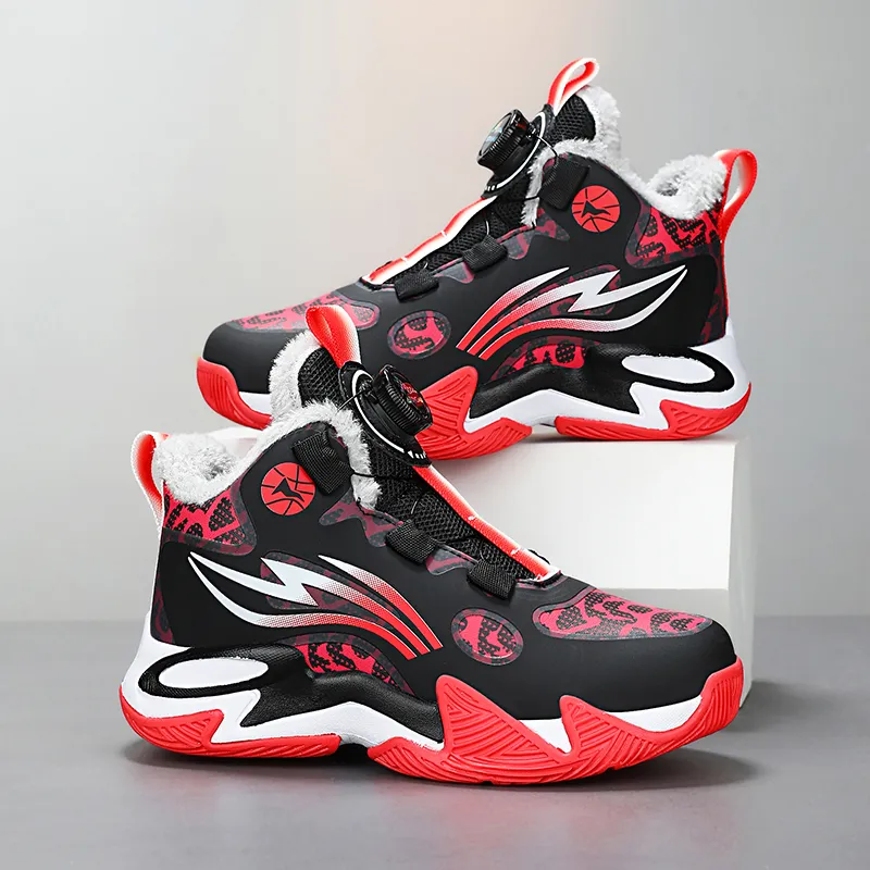 ATONGMU Children's Basketball Shoes Black Red Kids'-4