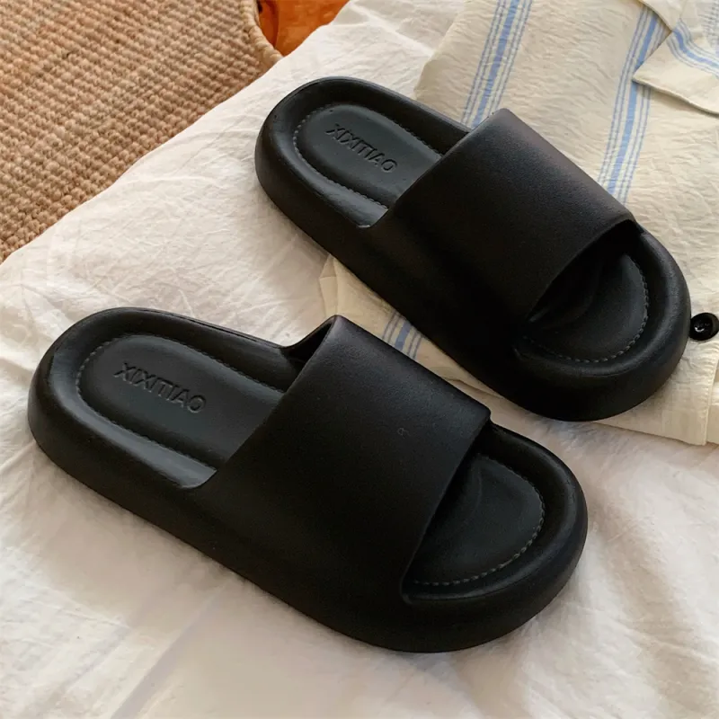 Thin Strips Slippers Unisex, White-21