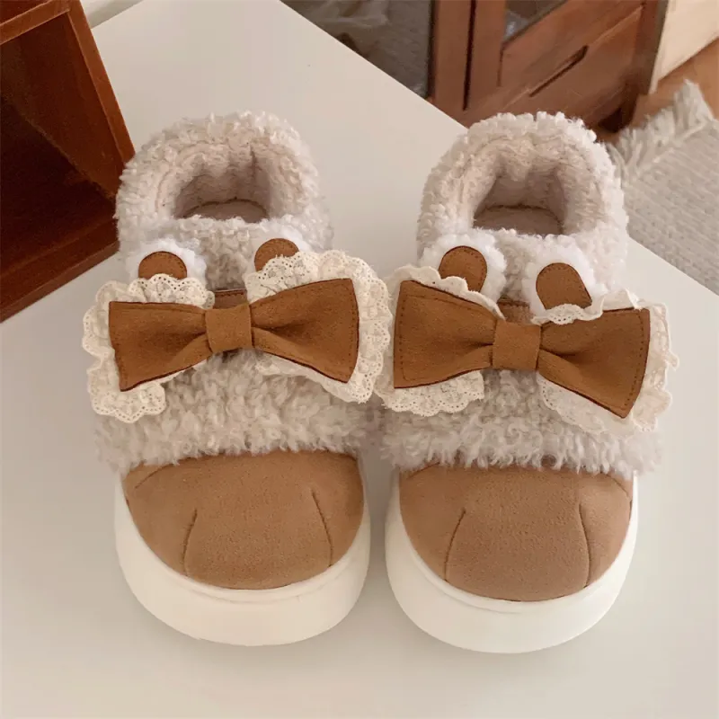 Thin Strips Cotton Slippers Women's Khaki-3