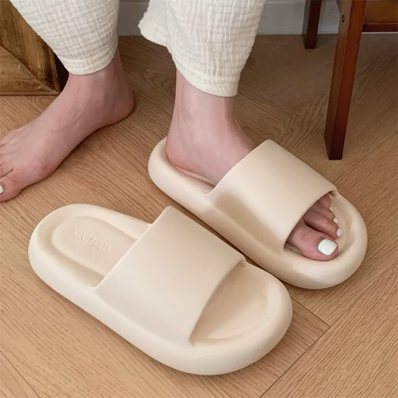 Thin Strips Slippers Unisex, White-8