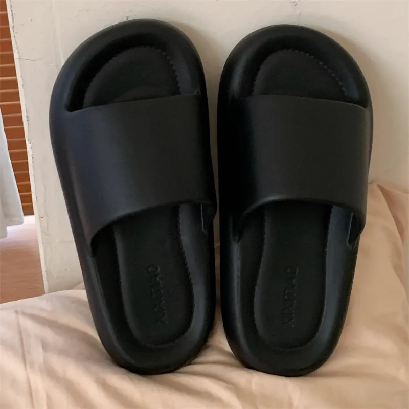 Thin Strips Slippers Unisex, White-22