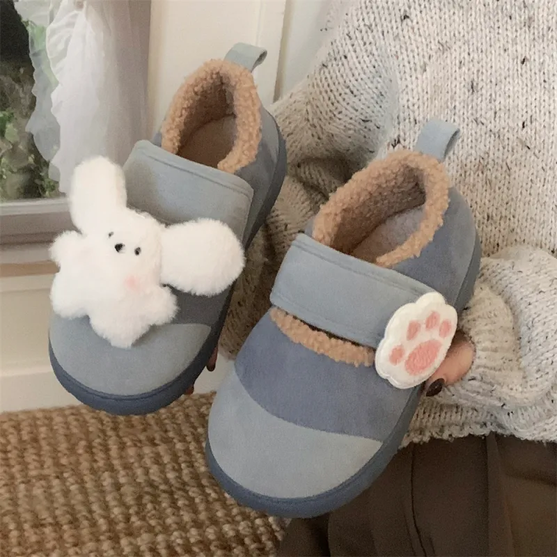 Thin Strips Cotton Slippers Women's, Light Blue-3