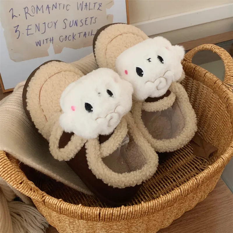 Thin Strips Cotton Home Slippers Women's, Light Brown-10