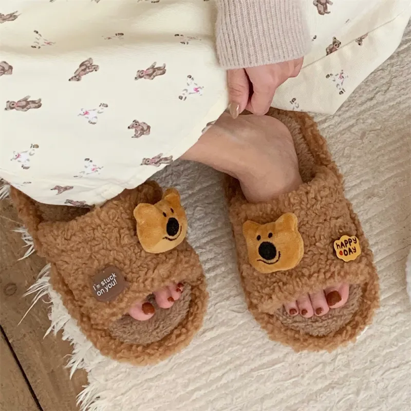 Thin Strips Cotton Slippers, Home Slippers Women's, Brown-5