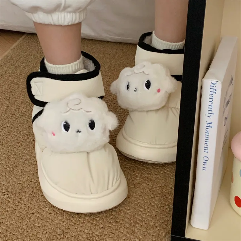 Thin Strips Cotton Slippers Unisex, White-1