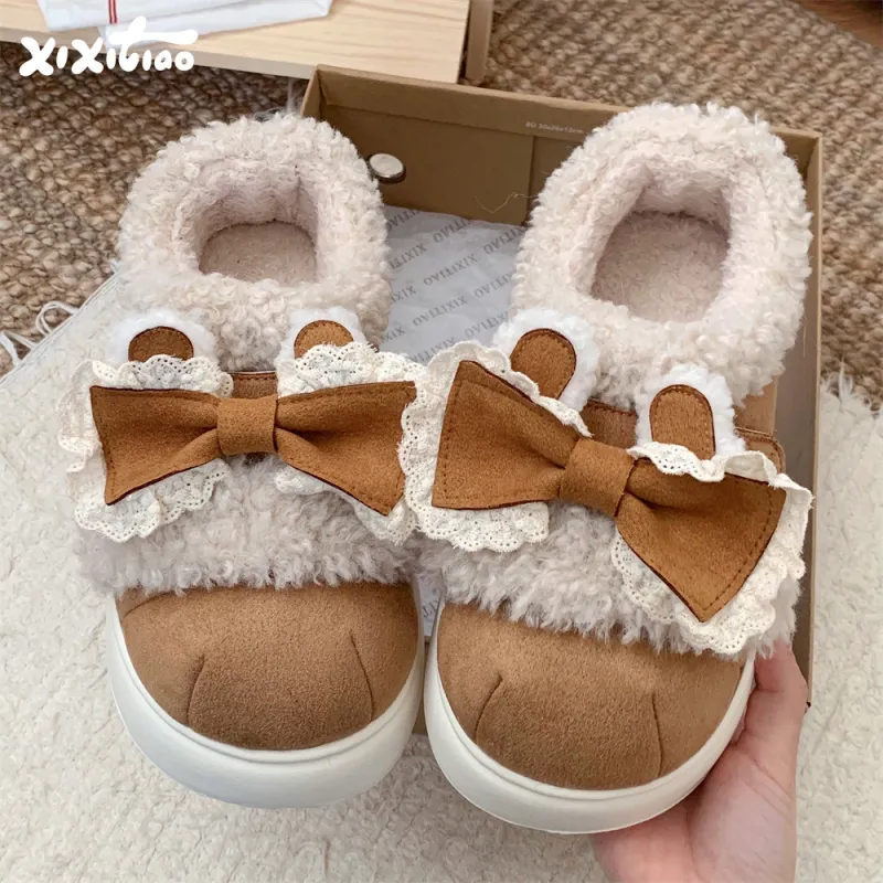 Thin Strips Cotton Slippers Women's Khaki-1