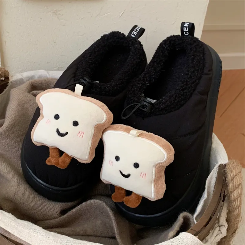 Thin Strips Cotton Slippers Unisex, White-19