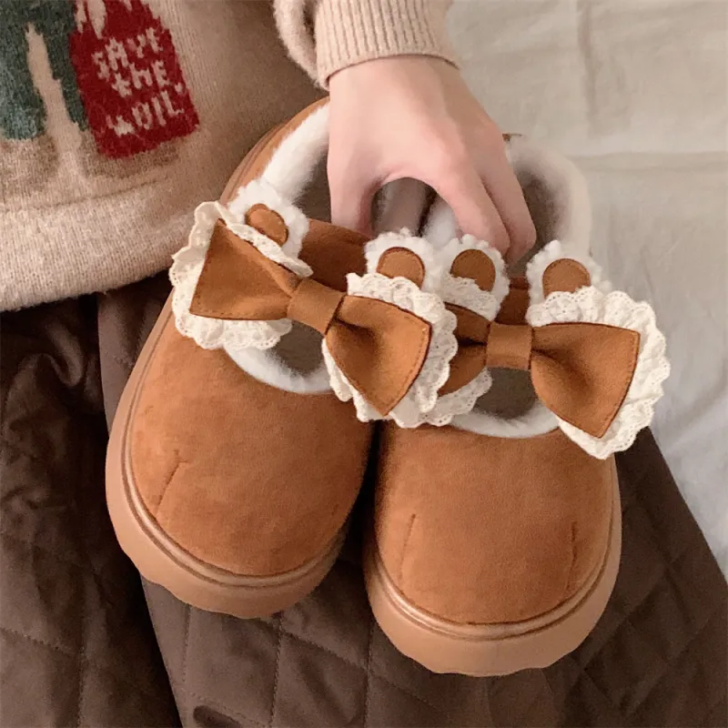 Thin Strips Cotton Slippers Women's, Brown-3