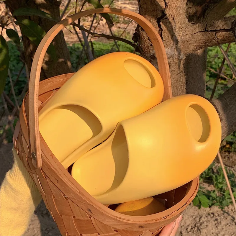 Thin Strips Slippers Women's, Yellow-6