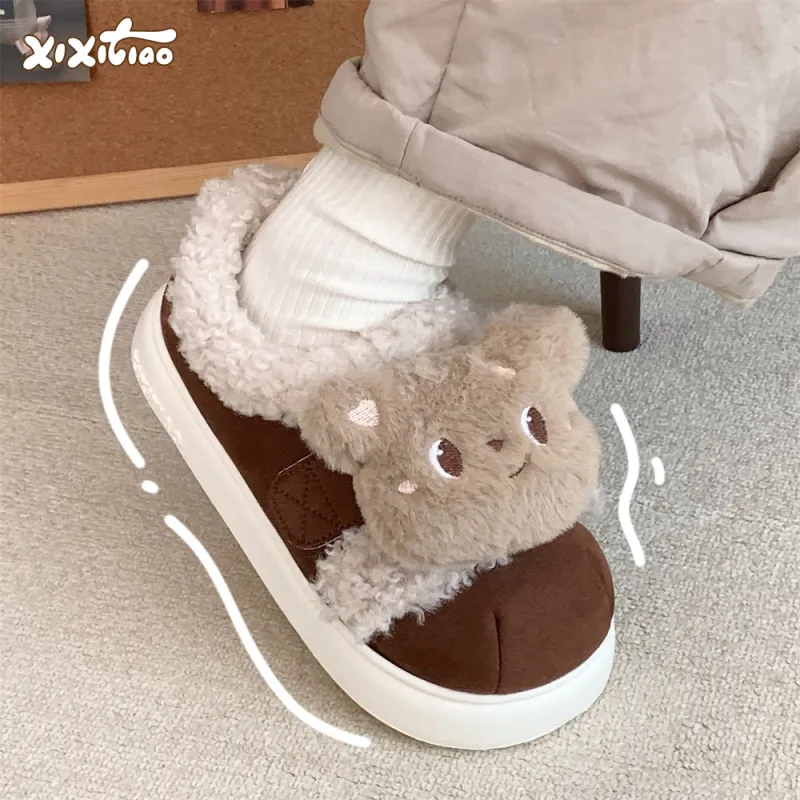 Thin Strips Cotton Slippers Women's Khaki-6