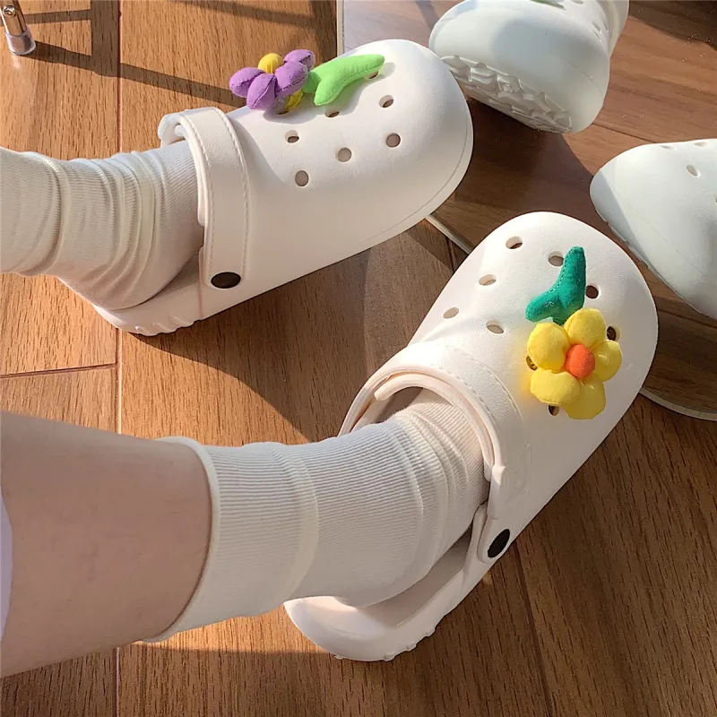 Thin Strips Slippers Unisex, White-2