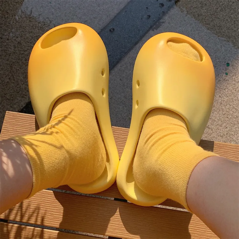Thin Strips Slippers Women's, Yellow-4