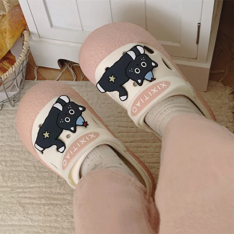 Thin Strips Slippers Women's, White Black-12