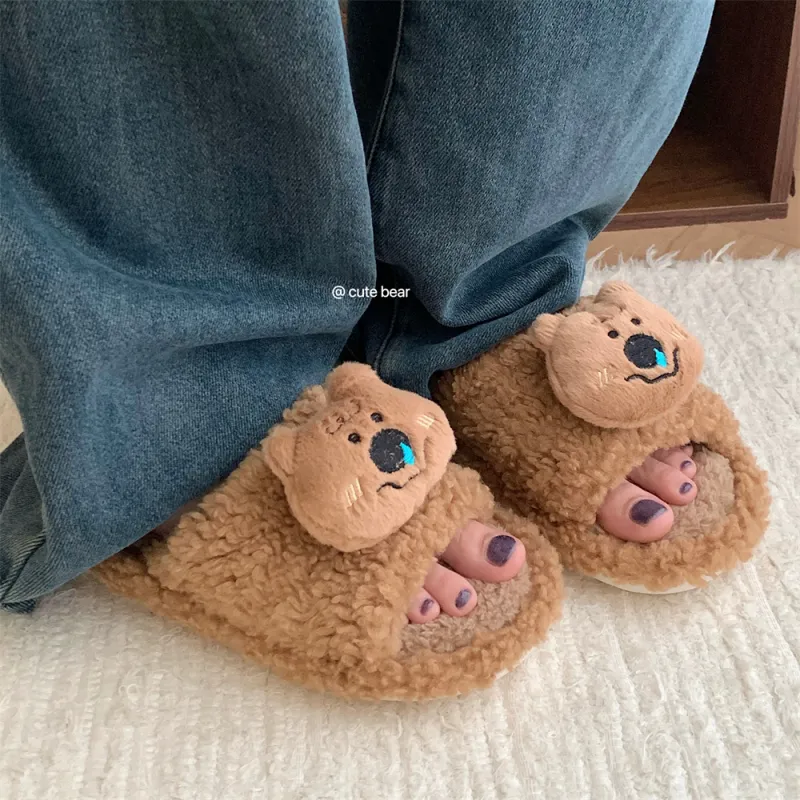 Thin Strips Cotton Slippers, Home Slippers Women's, Brown-4