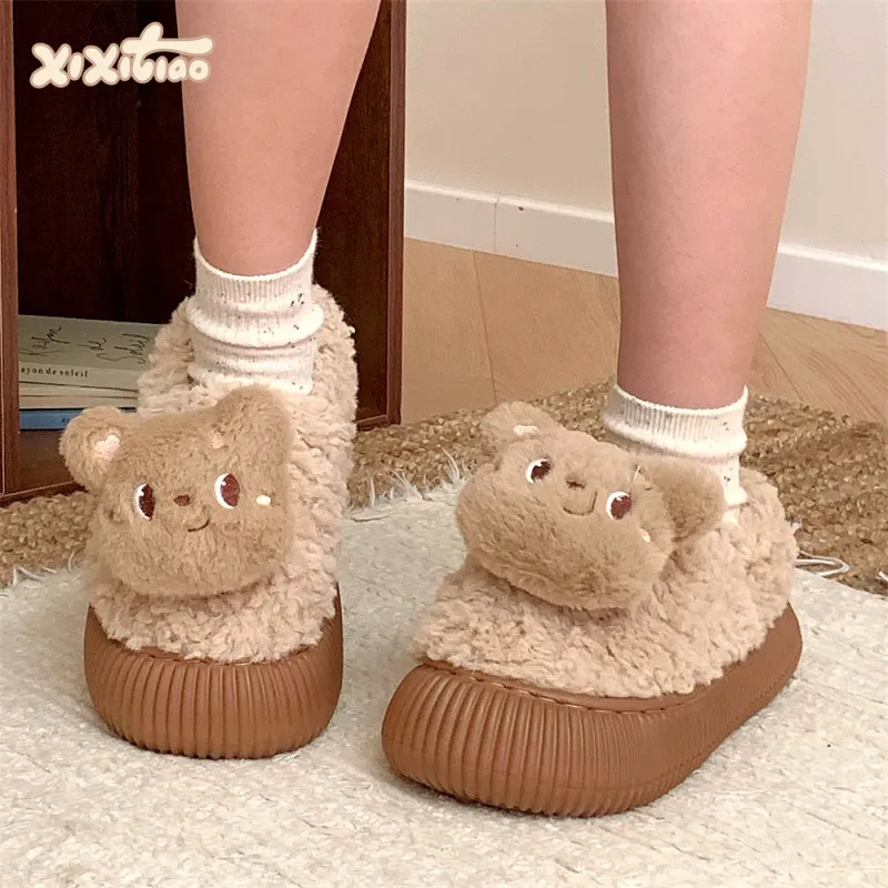 Thin Strips Cotton Slippers Women's Khaki-1