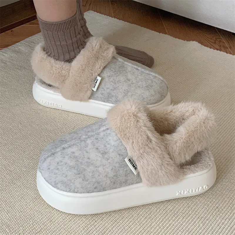 Thin Strips Cotton Slippers Unisex, Brown-8