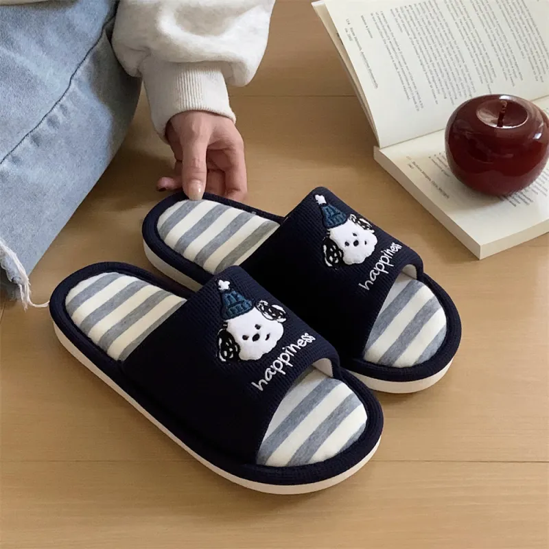 Thin Strips Slippers Unisex, Cream Apricot-11