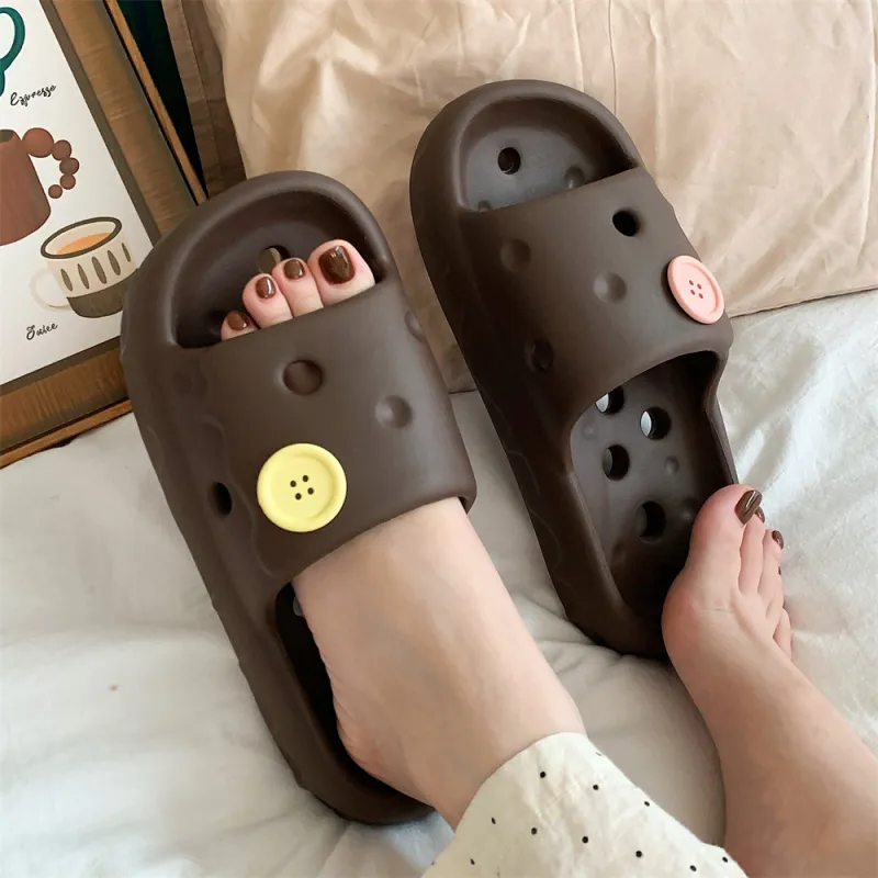 Thin Strips Sandal Slippers Unisex, Light Yellow-21