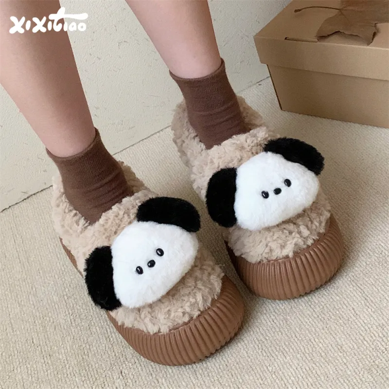 Thin Strips Cotton Slippers Women's, White-8