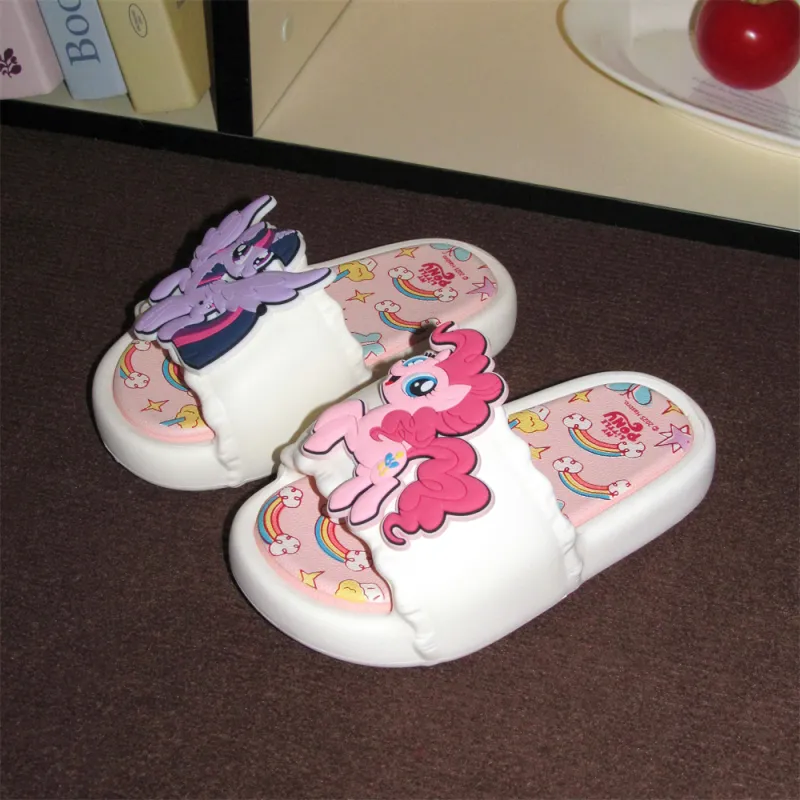 Thin Strips x MY LITTLE PONY Sandal Slippers Milk White+Light Pink Base-2