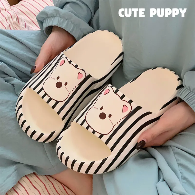 Thin Strips Sandal Slippers Unisex, White/Pink-13